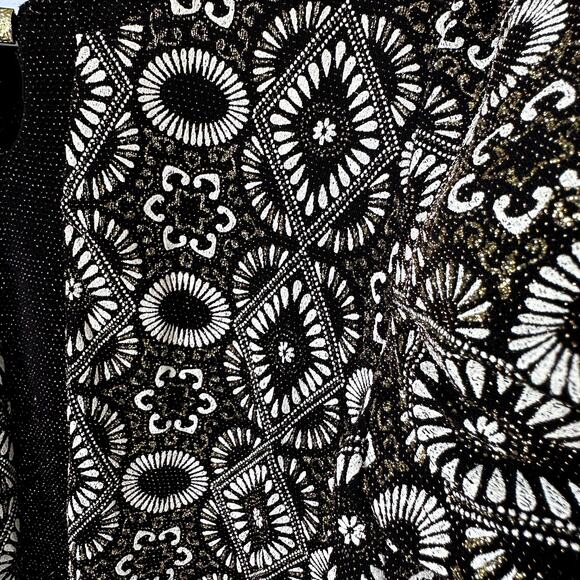 Alfred Dunner Sz L Metallic Gold Black & White Tile Print Sweater Event Dressy - Picture 3 of 6
